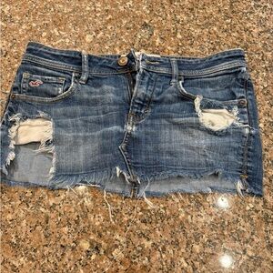 Hollister Women's Ripped Denim Mini Skirt‎ - Blue